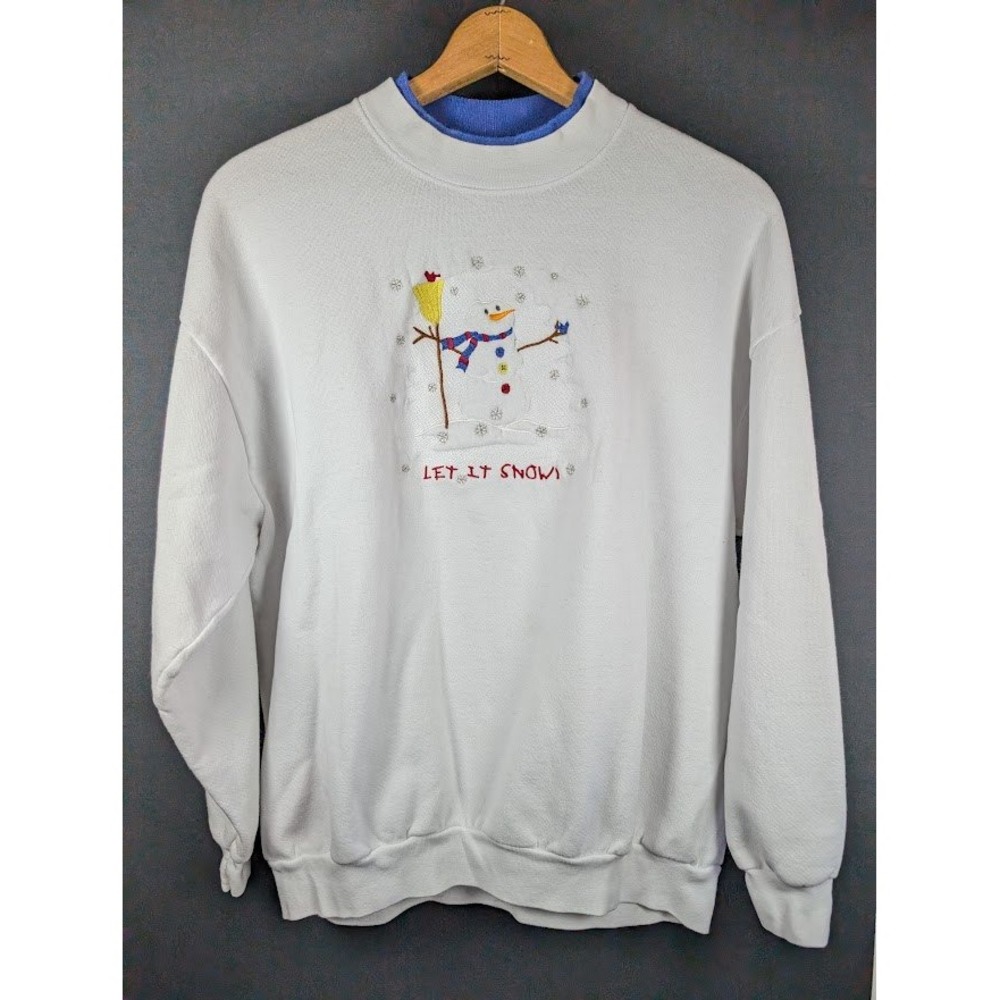 Vintage Lee Crewneck Sweatshirt Women's Size XL Snowman Winter Christmas Grandma